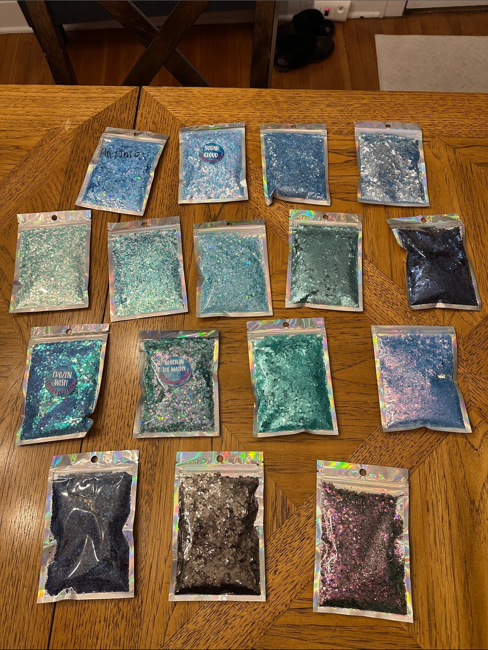 Assorted Blue & Teal Cosmetic Glitter Mix -16 packs